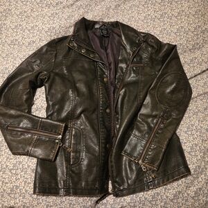 French Dressing Dark Brown Faux Leather Jacket